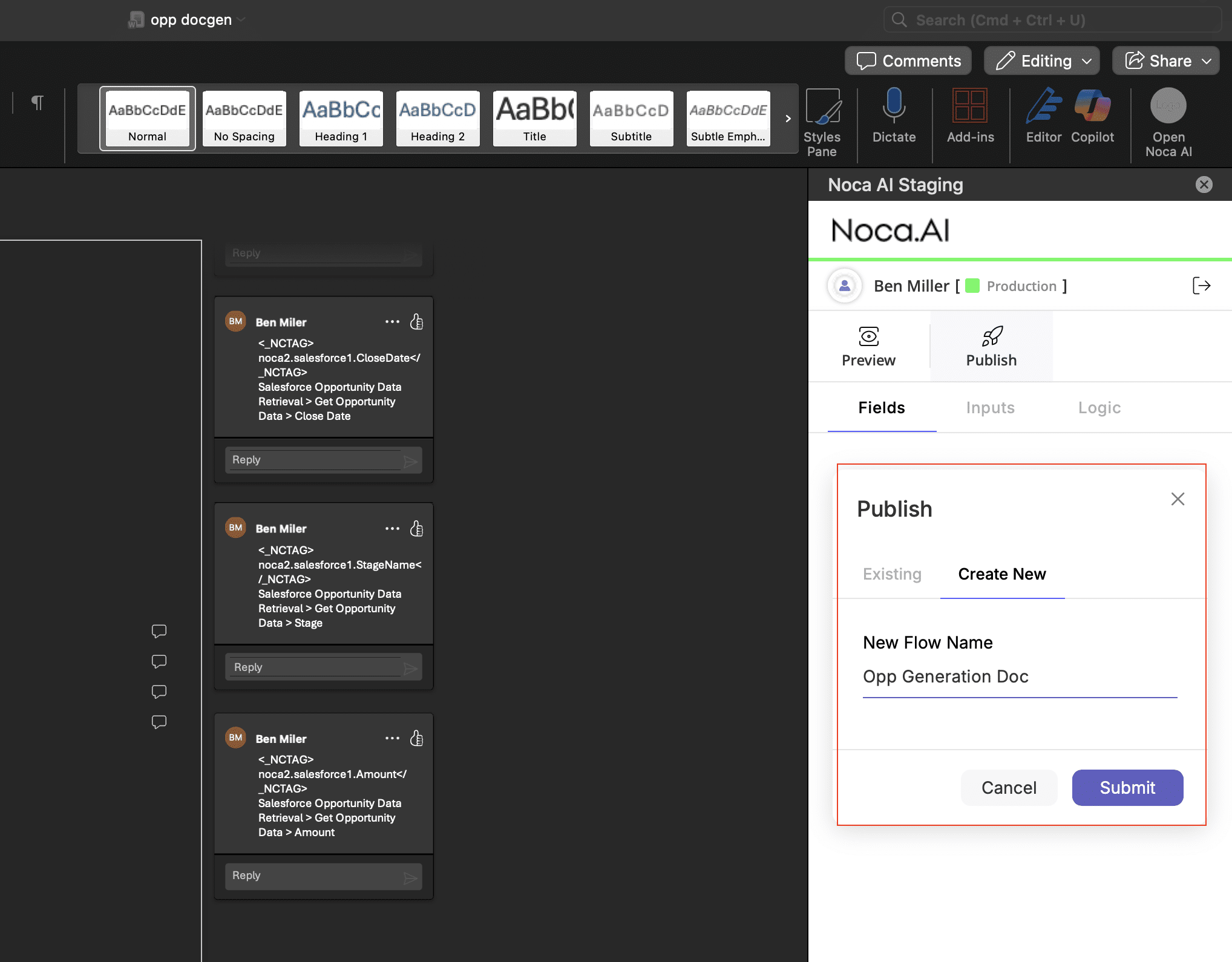 How to Publish a Word Document Template Into a NOCA Workflow - Noca AI ...
